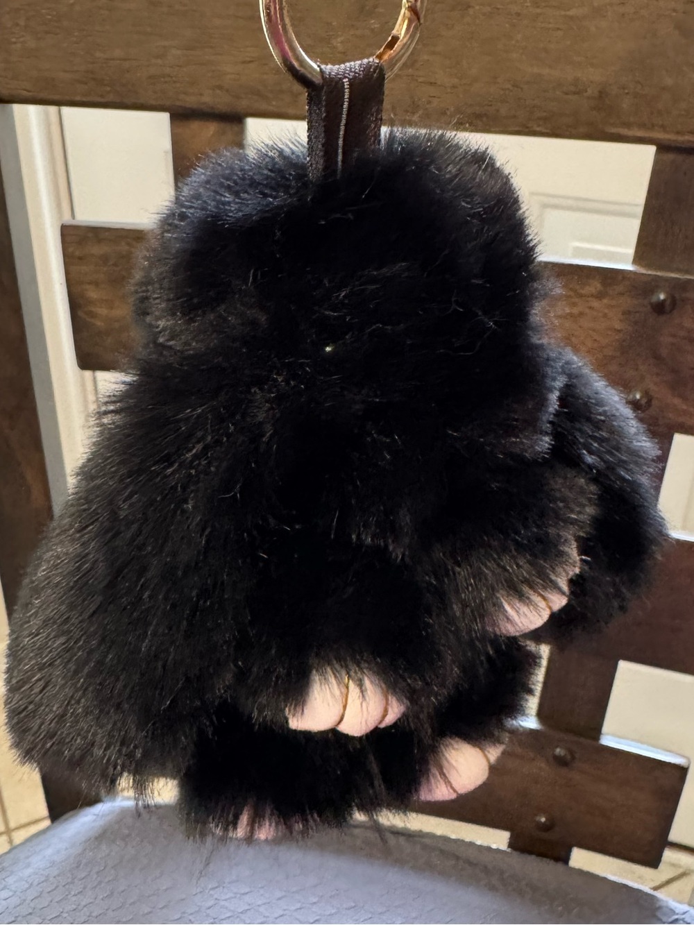 Fluffy Black Rabbit Keychain - Picture 2 of 7